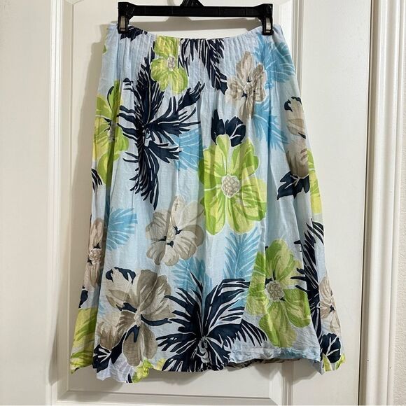VTNG TALBOTS COLLECTION SILK BLEND TROPICAL PRINT A LINE PLEATED‎ MIDI SKIRT 4 - Picture 5 of 10